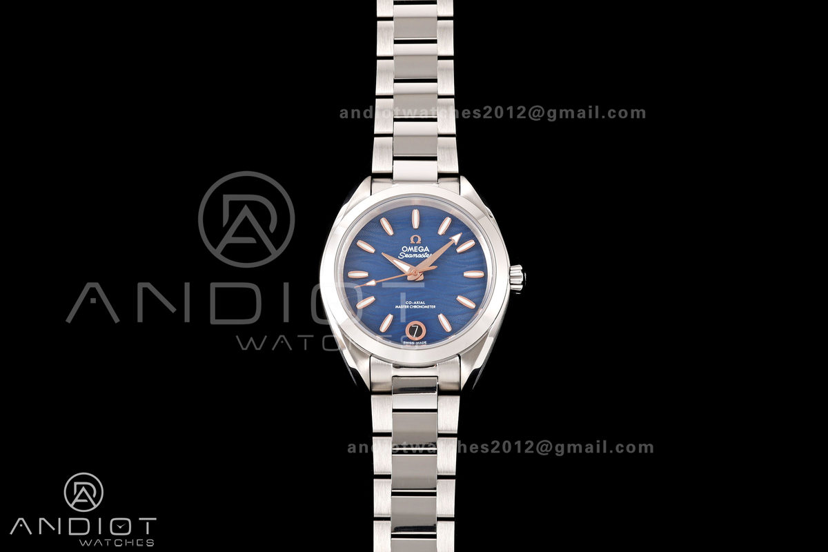 Aqua Terra Shades 34mm SS VRSF Best Edition Blue Textured Dial on SS Bracelet A8800